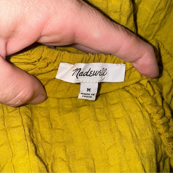 Madewell Seersucker Tie-Front Cutout Midi Dress mustard yellow medium - Picture 8 of 10